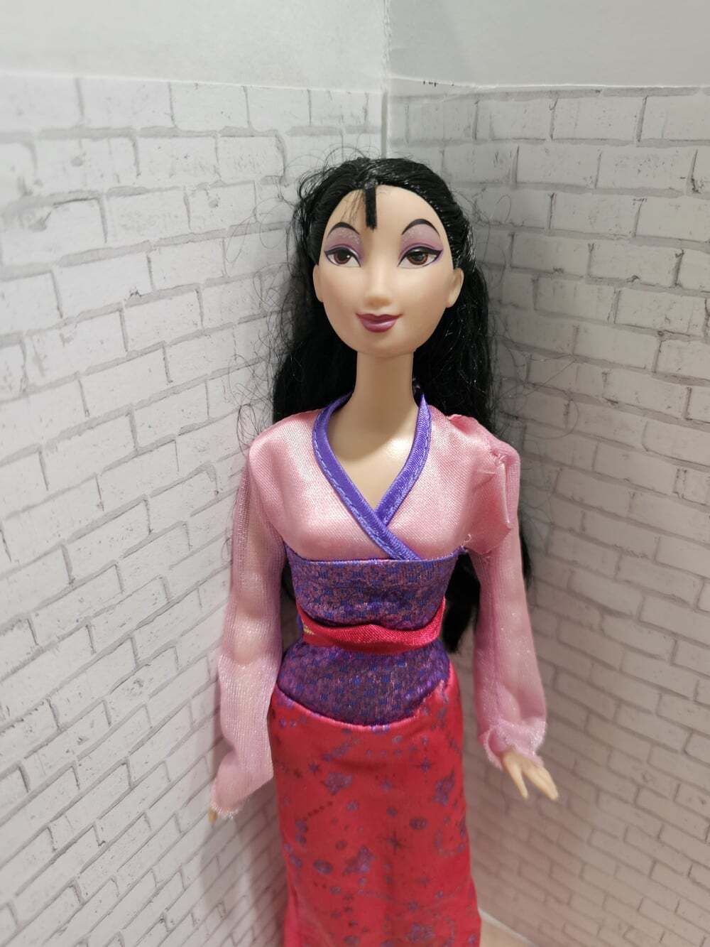 2008 Mattel Disney Sparkling Princess Mulan Doll Pink Purple Gown 11.5in